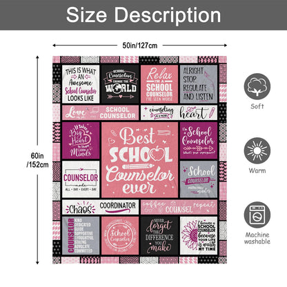 School Counselor Gifts - School Counselor Appreciation Gifts - Guidance Counselor Gifts for Women - Gifts for School Counselor on Retirement Birthday Soft Throw Blanket 60"X50"