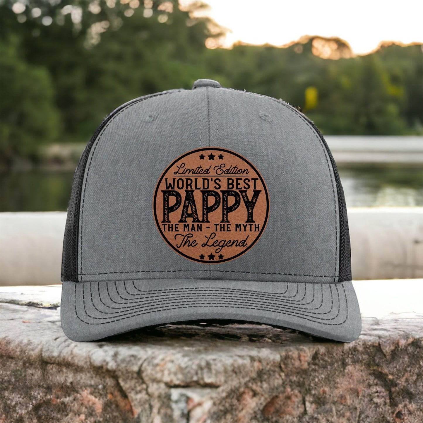 Pappy Gifts - Fathers Day Hats for Grandpa - Worlds Best Pappy - Promoted to Grandpa Fathers Day Christmas Birthday Gift - Man Myth Legend - Golf Hats for Men 2025 - Richardson 112 Trucker Hat