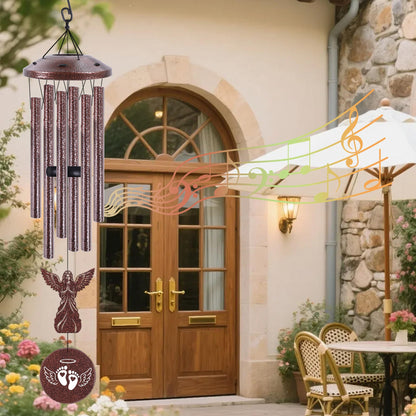 Miscarriage Sympathy Gifts for Mothers, Wind Chimes for Outside, Memorial Wind Chimes with Angel Charm and Sympathy Card for Baby Loss Gifts for Mom Garden Patio Porch
