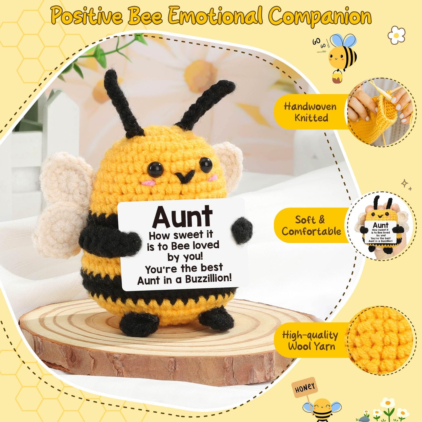 LEJIAJINW Aunt Gifts, Gift for Aunt Mothers Day Valentines Birthday, from Niece Nephew, Mother's Day for Auntie Best Aunts Ever Gifts Mini Easter Basket Stuffer Handmade Crochet Bee