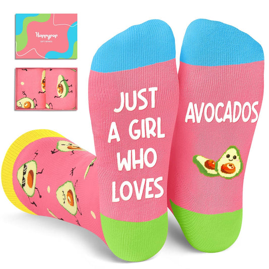 HAPPYPOP Funny Fruit Gifts for Women - Avocado Banana Strawberry Cherry Pineapple Socks