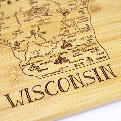 Totally Bamboo A Slice of Life Wisconsin State Serving and Cutting Board, 11" x 8.75"