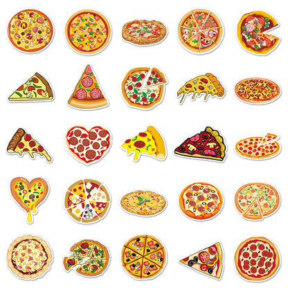 Pizza Stickers Pack, 50PCs, Aesthetic Vinyl Waterproof Decals, Food Stickers for Hydro Flask, Laptop, Water Bottle, Gift Decals for Toddlers, Teens, Girls (Pizza)