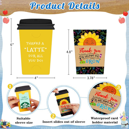 WhatSign Teacher Appreciation Gift Card Holder - Thanks a Latte Gifts Card Holder for Teachers Thank You Teacher Cards