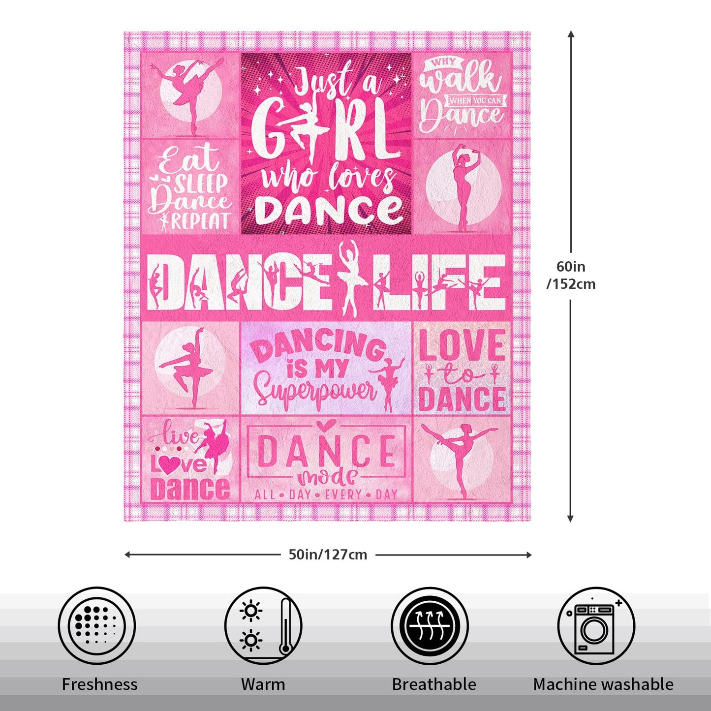 Dance Gifts for Girls, Dance Recital Gifts for Girls Throw Blanket 60" x 50", Dancer Gifts for Teen, Ballet Gifts, Best Presents for Dancers Teens/Ballerina/Team
