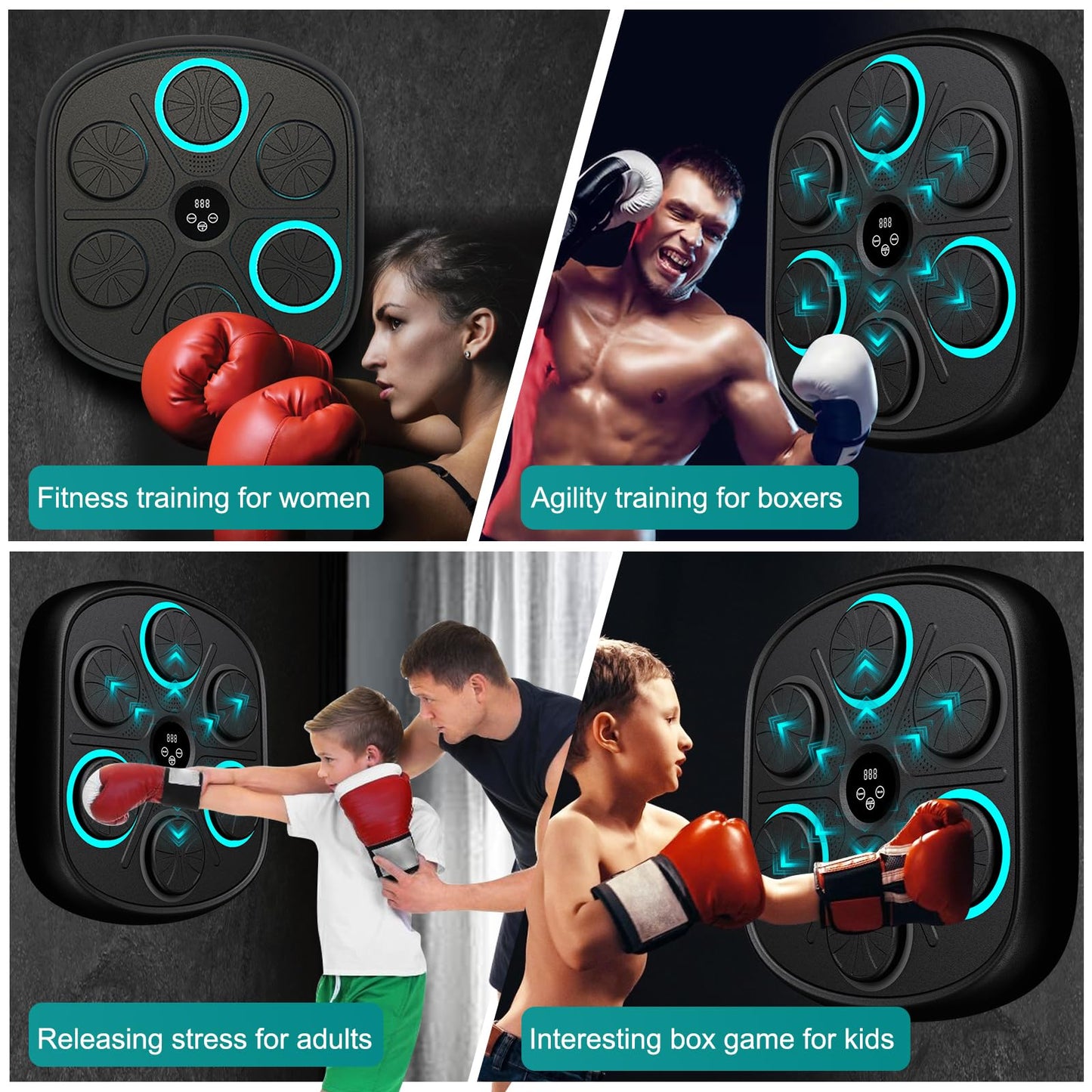 OurStarry New Model Smart Music Boxing Machine for Adults and Kids, Training Machine with LED Electronic Wall Mounted, Home Indoor Workout Equipment with Premium Boxing Gloves
