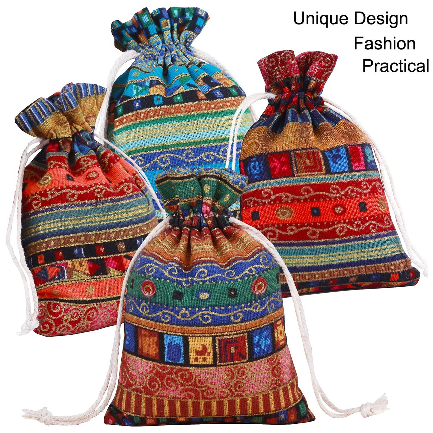 20 Pack Drawstring Gift Bag, Cotton Linen Jute Cloth Sack Muslin Bags for Wedding Party, Arts & Crafts Projects, Presents, Snacks & Jewelry,Christmas (4x5.5 inch)
