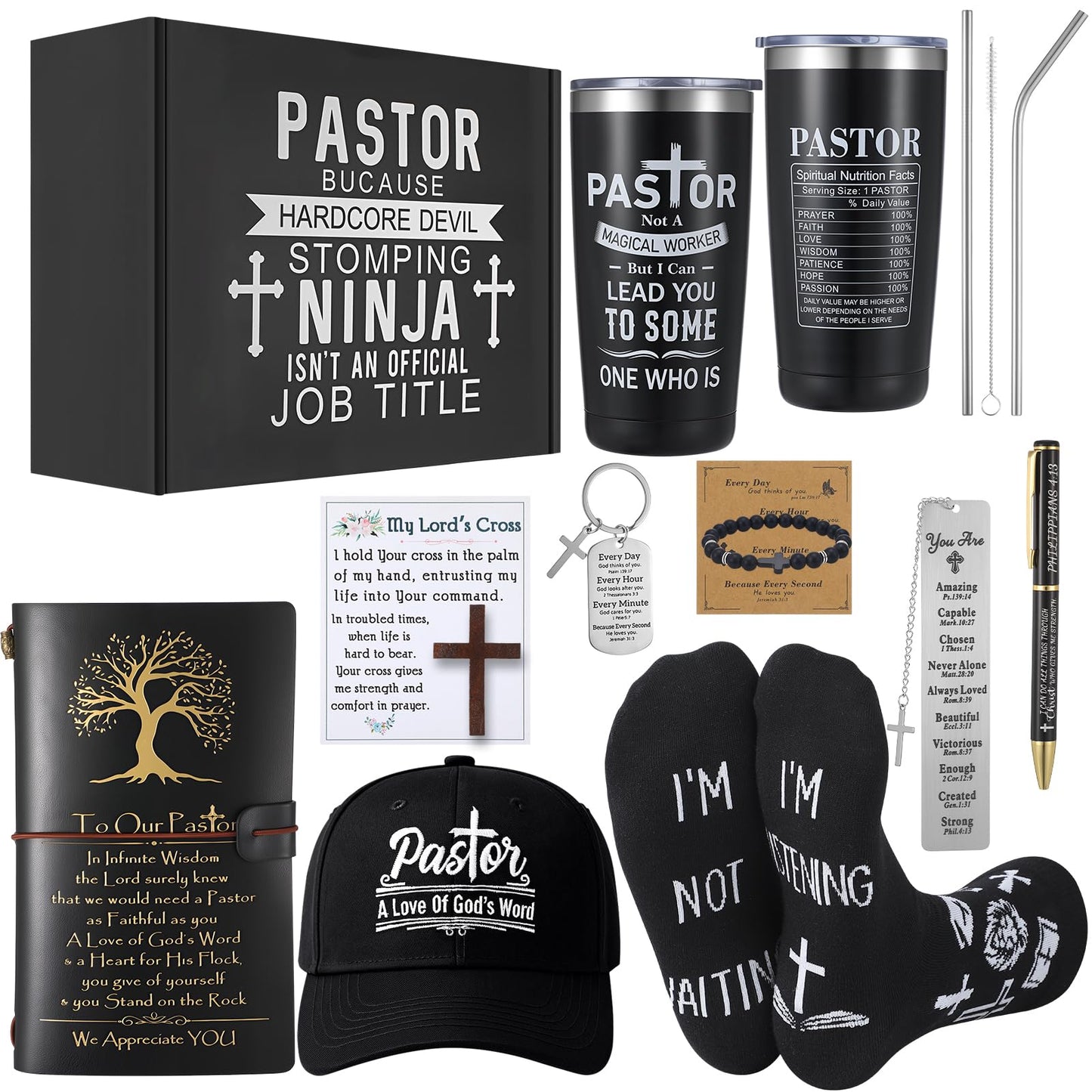 10 Pcs Pastor Appreciation Gifts for Men, Christian Pastor Gifts for Dad Husband Grandpa Male Friends Coworker Birthday Christmas