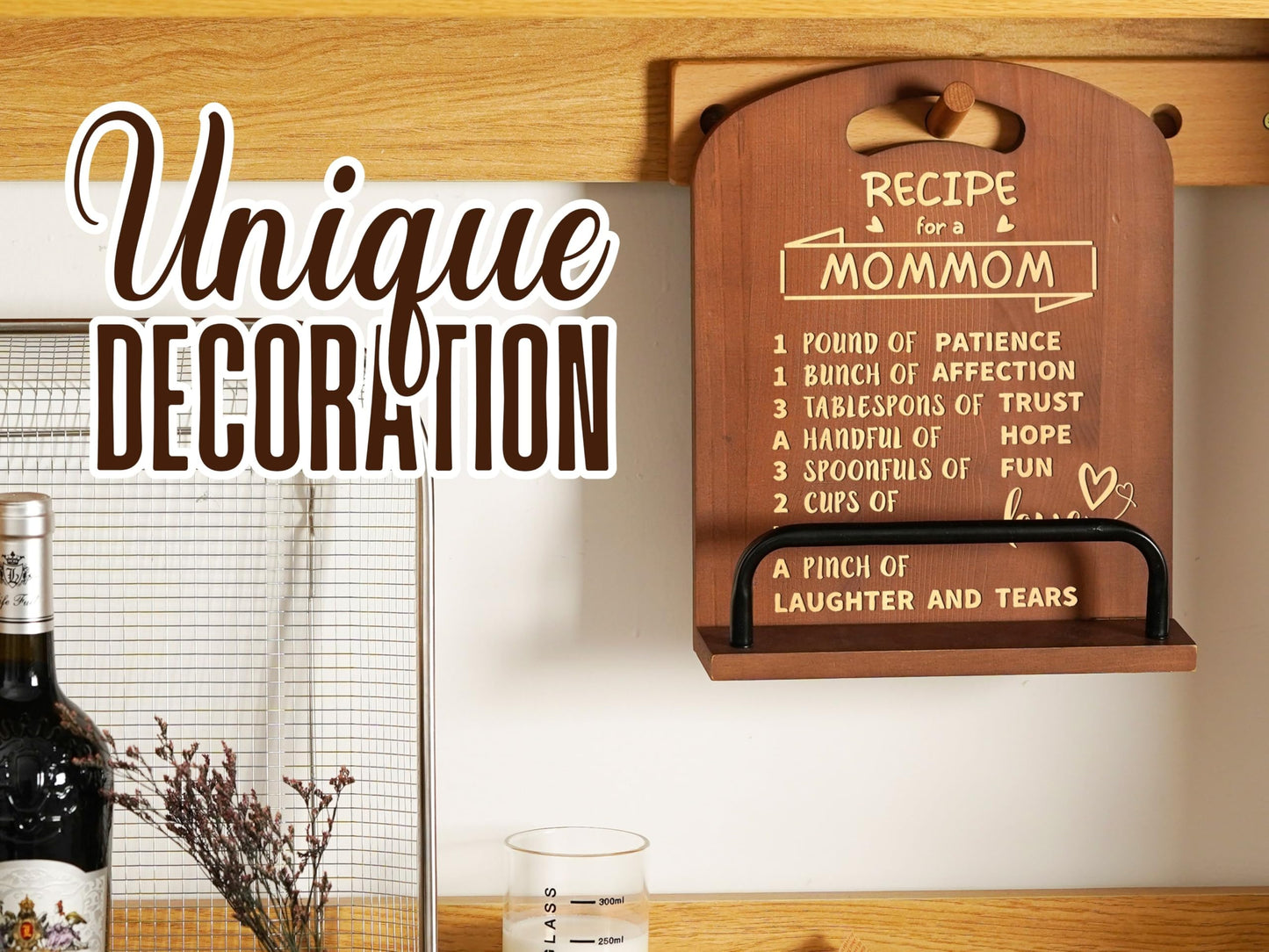 InnoBeta Mommom Gifts from Grandkids, Cookbook Stand for Kitchen Counter, Perfect Gifts for Mommom on Birthday, Adjustable Tablet Recipe Book Holder, Unique Kitchen & Home Decor