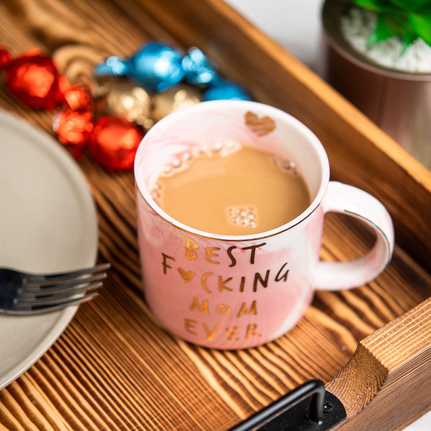 Hendson Mom Gifts for Women - Best Mom Ever - Funny Mom Birthday Gift Ideas, New Mom, Pregnancy Congratulations Gifts for First Time Moms and Mother To Be - Pink Marble Mug, 11.5oz Coffee Cup