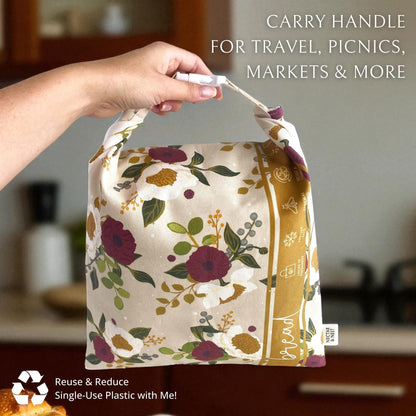 Nectar & Nest Bread Baker Set, Reusable Beeswax Bread Bags for Homemade Bread, Sourdough Bag, Organic Cotton Beeswax Bowl Cover, Limited-Edition Artist Series (December Blooms by Mackenzie Nelson Art)