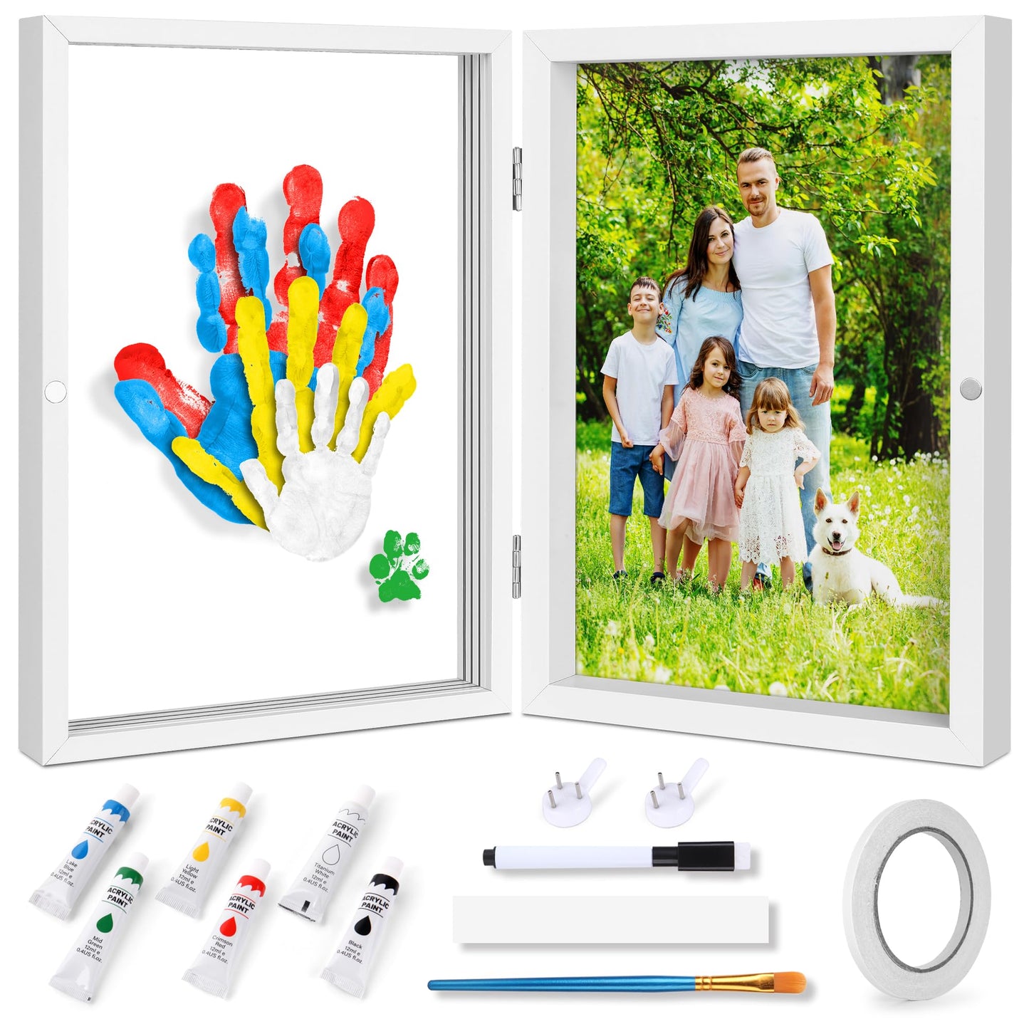 Omrhvi Family Handprint Kit, DIY Craft Keepsake Photo Frame, Hand Print Ornament Kits, Family Gifts for New Parents & Mom & Baby, Grandparents, Couples, Father's Day, Mother's Day, Anniversary
