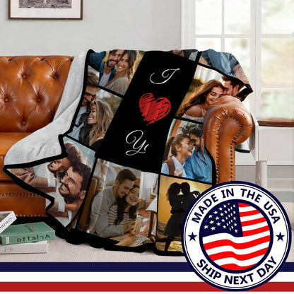 SHIPS NEXT DAY Custom Blanket with Picture Text Personalized Throws Blanket with Photos Customize Blanket Customizable Blankets Customized Gifts for Mom Dad Couple Girlfriend Boyfriend Wife Husband