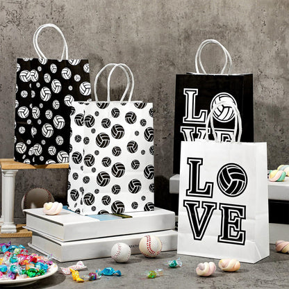 Patelai 24 Packs Volleyball Gift Bags with Handles Volleyball Treat Goodie Bags Sport Theme Party Favor for Sport Party Decor Team Snack Supplies