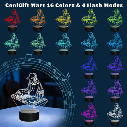 CoolGift Mart DJ Night Light, 3D LED Optical Illusion Lamp with 16 Colors and Remote Controller, Gifts for DJ Music Lovers