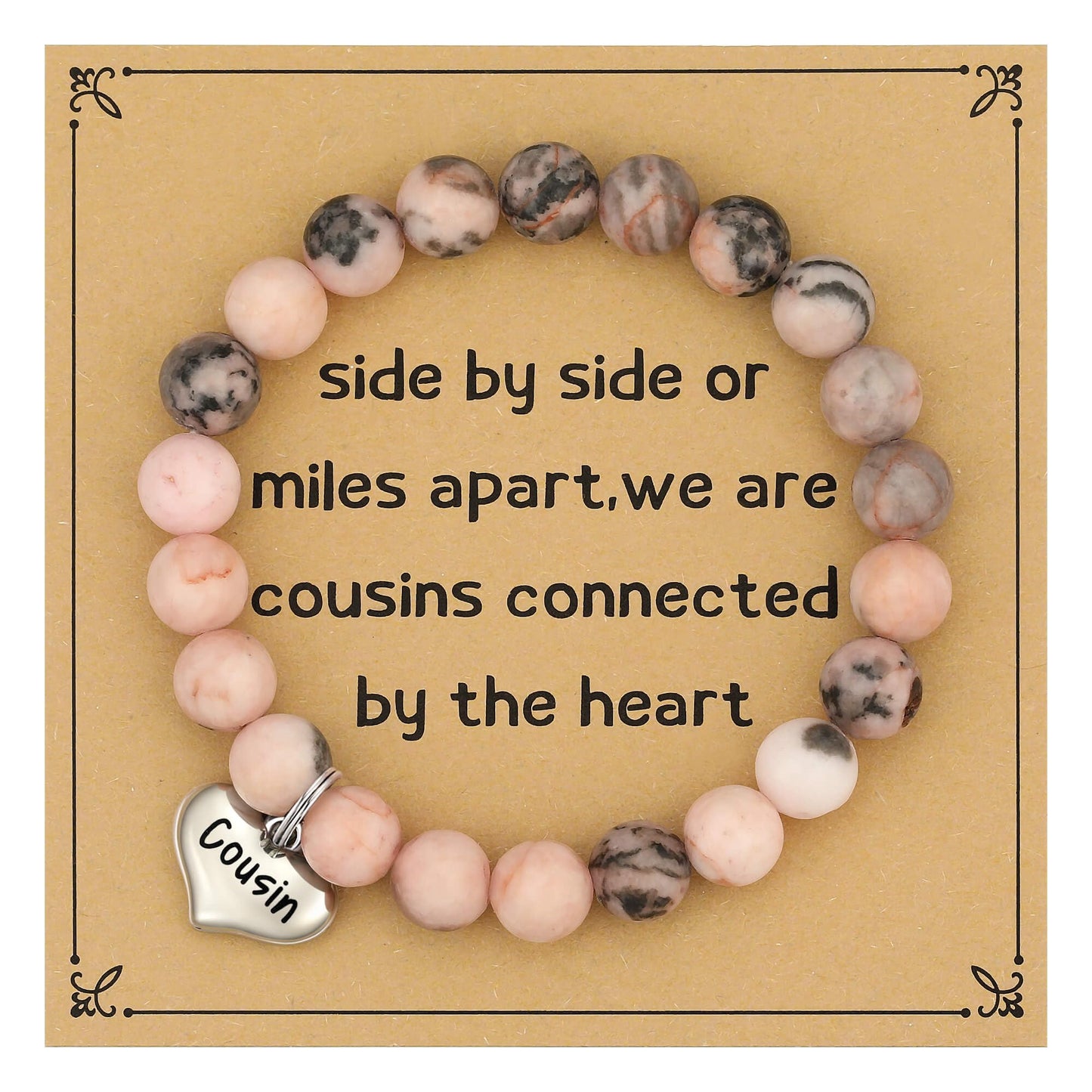 MIXJOY Inspirational Gifts for Women, Heart Charm Pink Elastic Beads Bracelet, Positive Affirmations Get Well Soon Gifts