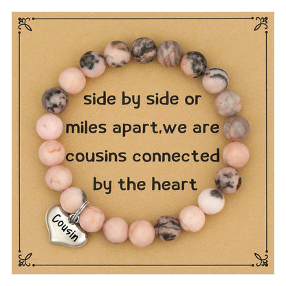 MIXJOY Inspirational Gifts for Women, Heart Charm Pink Elastic Beads Bracelet, Positive Affirmations Get Well Soon Gifts