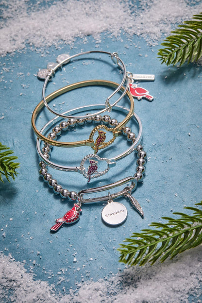 Alex and Ani Strength' Cardinal Duo Charm Bangle Bracelet