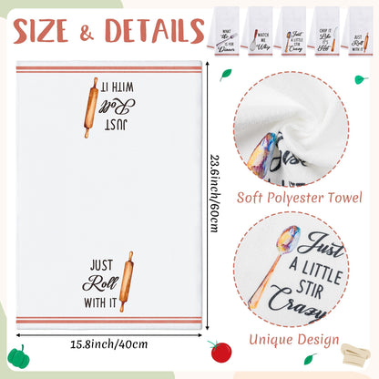 R HORSE 5Pcs Kitchen Dish Towel Funny Cookware Kitchen Dishcloth Absorbent Utensils Themed Cleaning Dishcloth Bar Hand Towel Gift for Baking Lover Mom Women Housewarming New Home