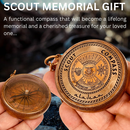 Scout Compass Gift Boys - Engraved Scout Oath Compass in wood Box Scout Always Prepared Camping Orienteering Compass, Hiking Backpacking Compass gift, 50 year calander