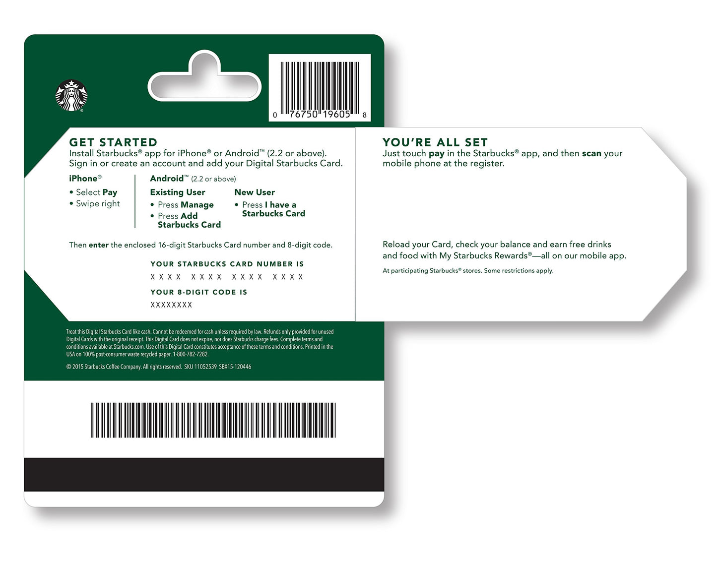 Starbucks Eco Physical Gift Card - $25