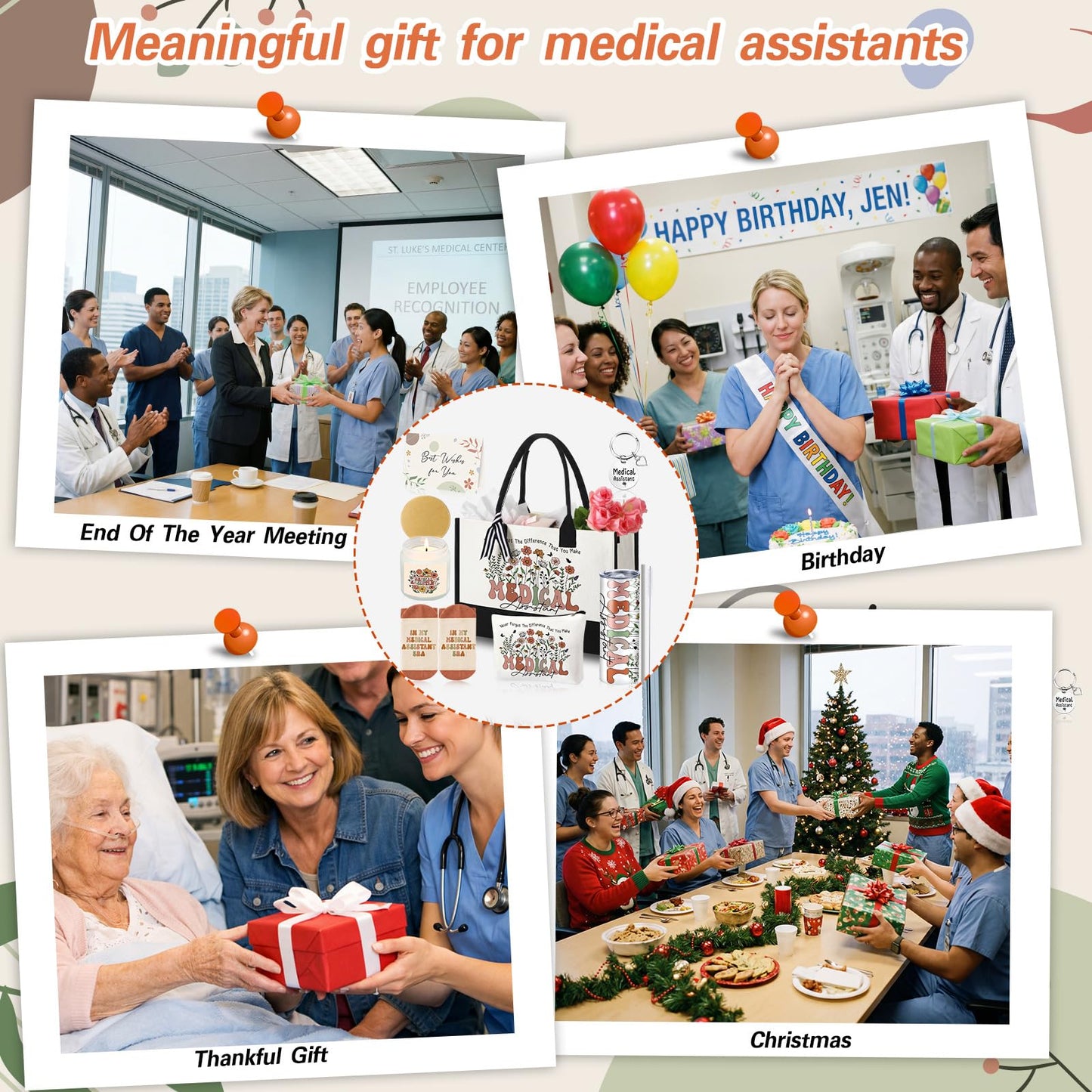 Patelai 7 Pcs Medical Assistant Appreciation Gifts for Women MA Assistants Graduation Recognition Gift Best Medical Assistant Ever Tote Bag Tumbler Candle Socks Nurse Week Hospital Week Gift