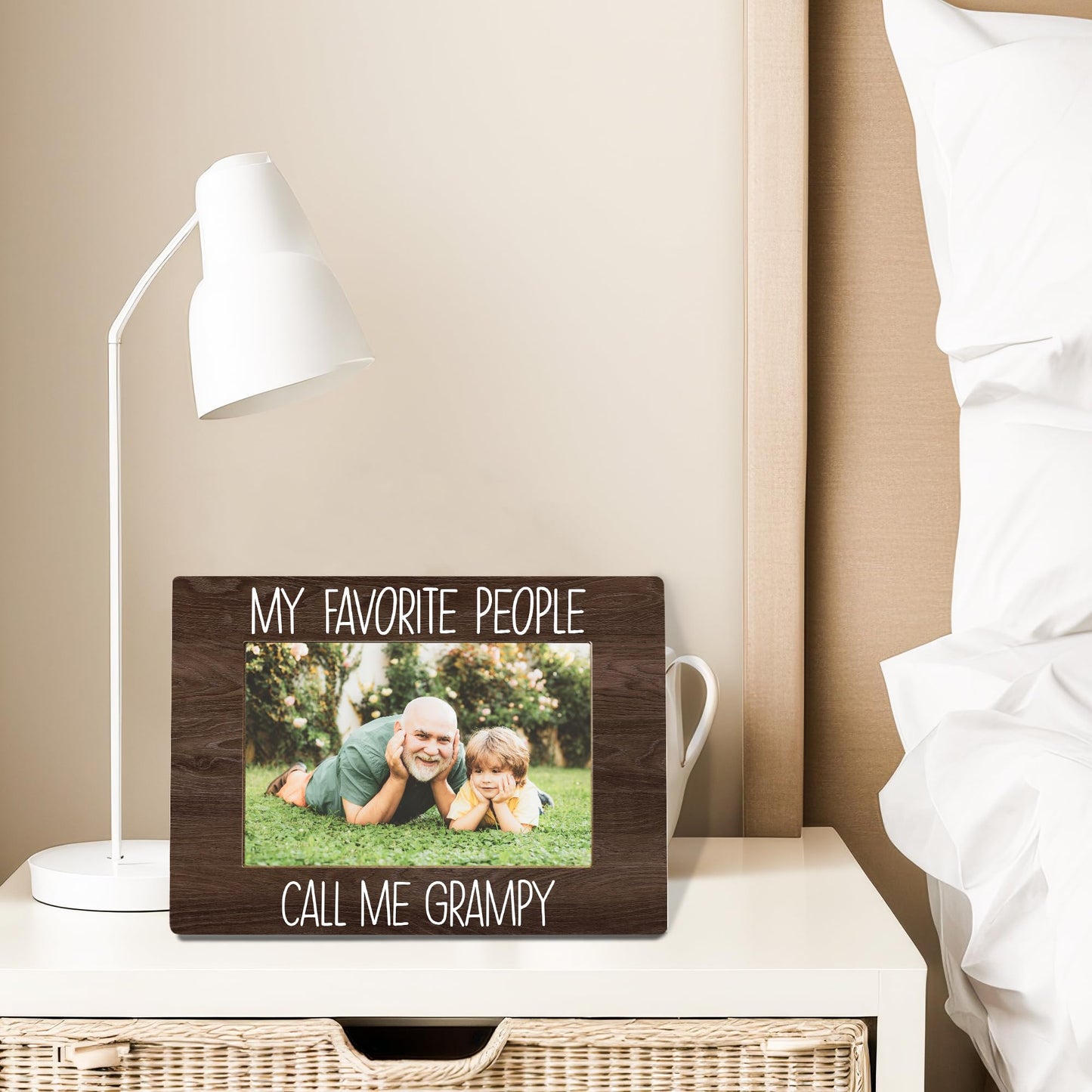 My Favorite People Call Me Grampy Picture Frame, Grampy Grandpa Gifts for Father's Day, Best Grandpa Gifts Photo Frame 4x6, Grandfather Wooden Photo Picture Frames for Desk Tabletop Decor