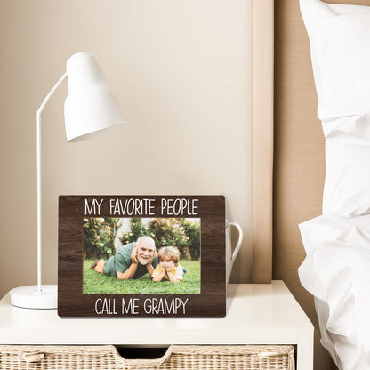 My Favorite People Call Me Grampy Picture Frame, Grampy Grandpa Gifts for Father's Day, Best Grandpa Gifts Photo Frame 4x6, Grandfather Wooden Photo Picture Frames for Desk Tabletop Decor