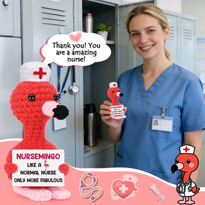 BdayPtion Nurses Appreciation Gifts for Women, Nurses Week Gifts for RN Thank You Gift for Practitioner LPN Nurse Graduation Gift for Nursing School Students Handmade Crochet Flamingo Presents