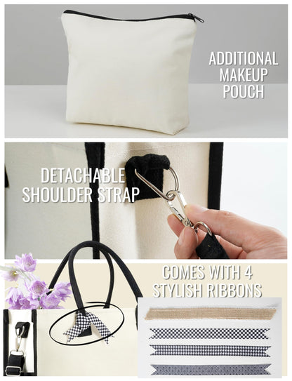 InnoBeta Nonnie Gifts for Grandma, Canvas Tote Bag on Christmas or Birthday & Mother's Day, Tote with Top Zipper Closure and Shoulder Strap - Blessed Nonnie