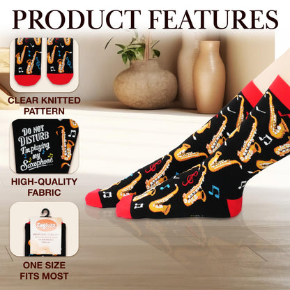 ZAGKOO Gifts for Guitar Players Rock And Roll Music Lovers Saxophone Trombone - Funny Socks for Men Women - Fathers Day Ideas