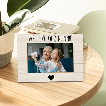 Nonnie Grandma Picture Frame, Mother's Day Gifts for Grandma, Grandmother Gifts From Grandkids Photo Frame 4X6, We Love Our Nonnie Wooden Photo Picture Frames for Desk Tabletop Decor