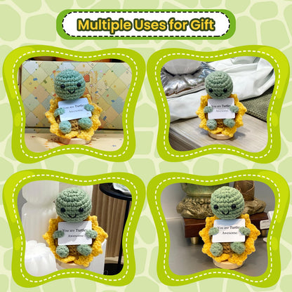 Positive Handmade Mini Turtle Sunflower Crochet: Funny Gift for All Ages (Women, Men, Grandkids) – Great for Valentines Day Gifts, Birthdays, Secret Santa & Mom Gifts