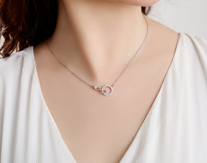 Auntie Niece Necklace, 925 Sterling Silver Infinity CZ Circle Necklace, Mother’s Day Gifts for Aunts, Niece Gifts from Aunt