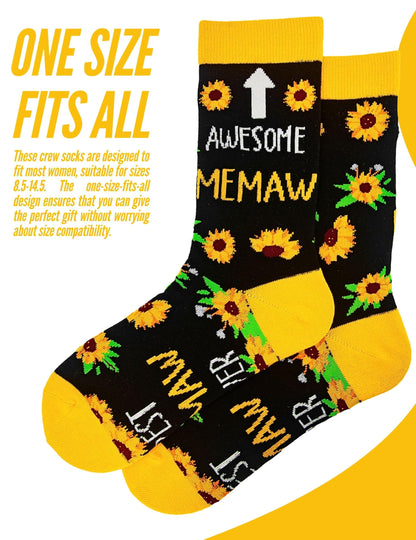InnoBeta Memaw Gifts, Mothers Day Gifts for Memaw, One Size Crew Socks on Mother's Day, Christmas, Birthday