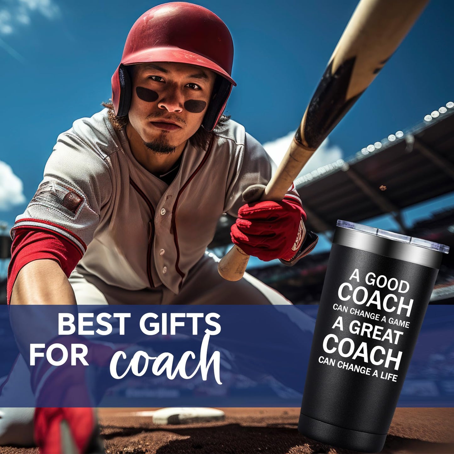 Grifarny Coach Gifts for Men - Basketball, Soccer, Football, Baseball, Softball, Gymnastics, Dance, Swim, Coaches Gifts - Best Coach Ever Tumbler Cup 20 oz