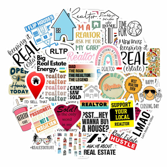 BulbaCraft 100 Pcs Funny Realtor Stickers, Real Estate Stickers, Funny Realtor Gifts for Women Agent, Real Estate Agent Presents, Gifts for Women & Men
