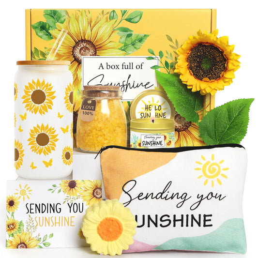 Birthday Gifts for Women Sunflower Gifts Get Well Soon, Sending Sunshine Gift Baskets, Self Care Spa Mothers Day Gift for Women Her Mom Best Friends Sister