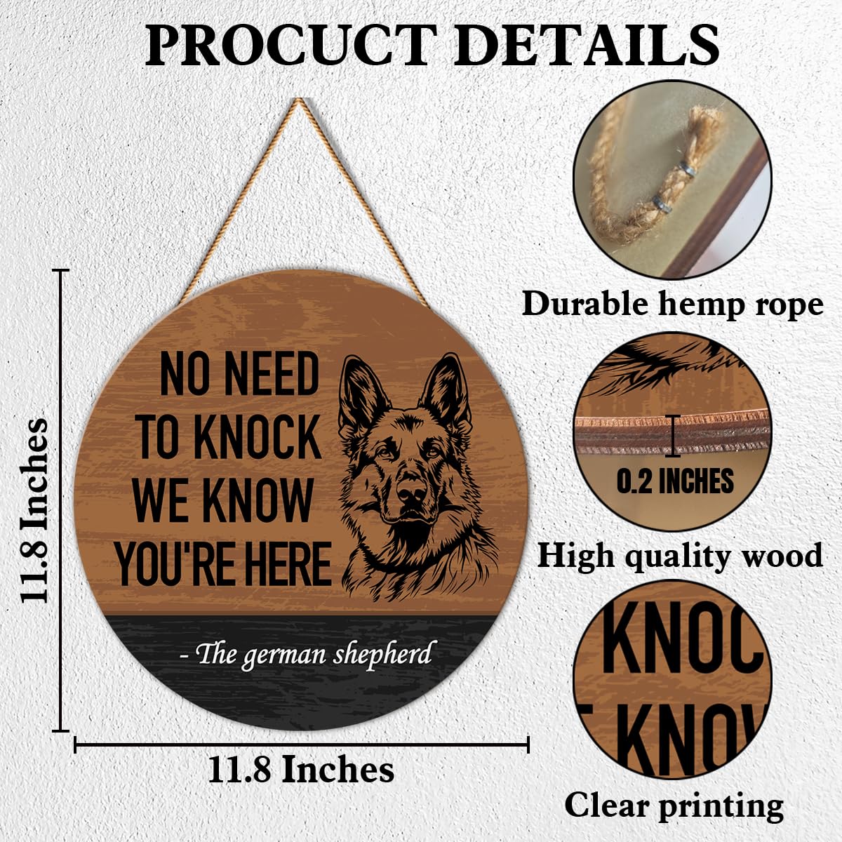 German Shepherd Welcome Sign Decor for Front Door Home, German Shepherd Gifts for Women Men, 11.8 x 11.8 Inches