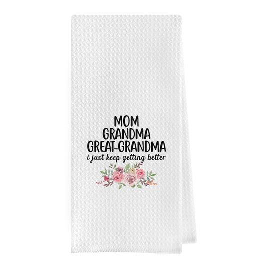 Great Grandma Dish Towels - Great Grandma Gifts Waffle Weave Kitchen Towels, Grandma Hand Towel, Grandma Tea Towel, Grandma Gifts from Grandson Granddaughter (16×24 Inches)