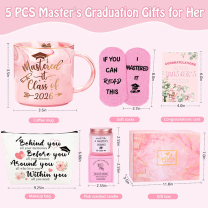 JMBMTER 2026 Graduation Gifts for Her, Masters Degree Graduation Gift Set for Women, Students, Niece, Daughter, Girlfriend, Pink Congratulations Grad Gift Baskets