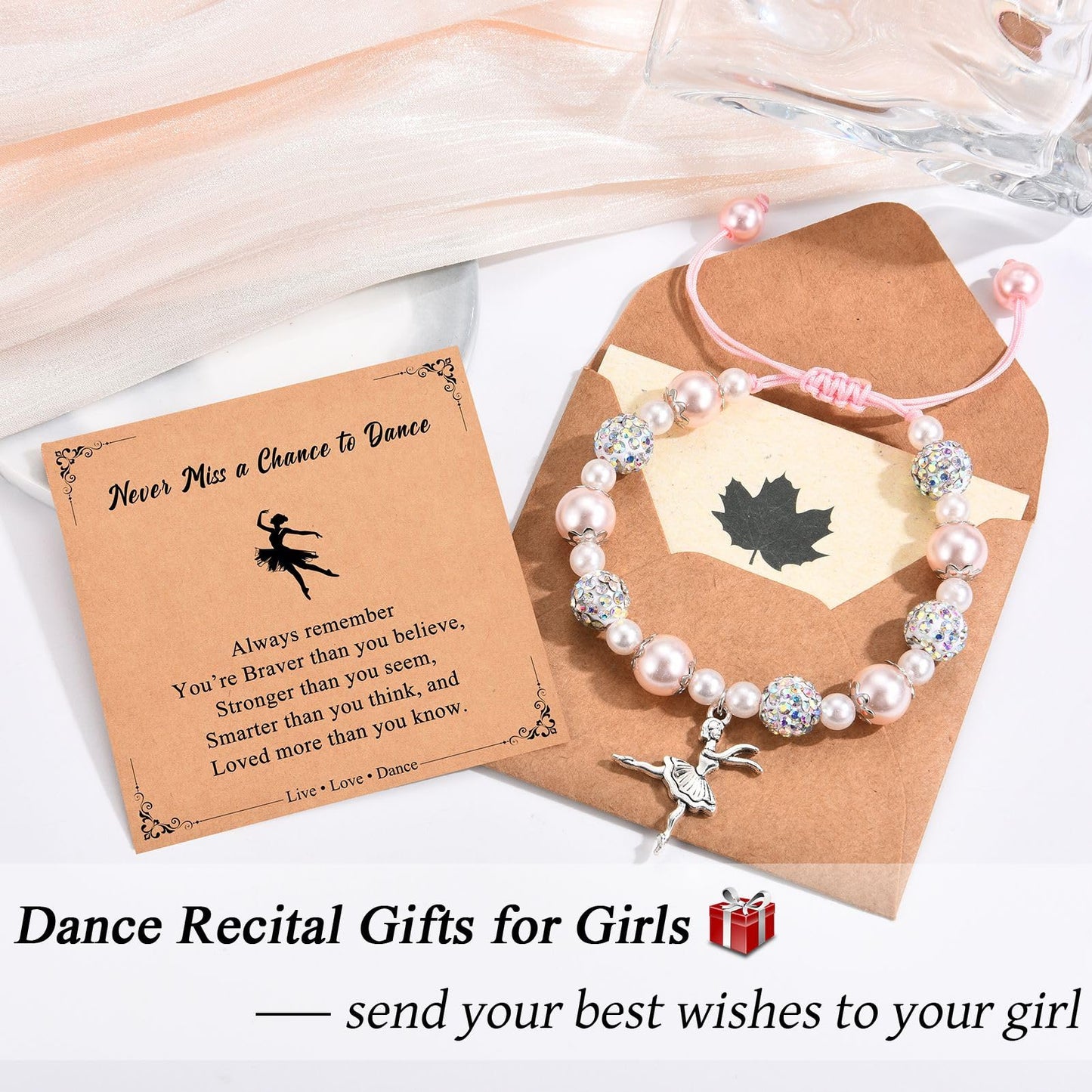 Dance Recital Gifts for Girls, Ballet Dancer Ballerina Bracelet Jewelry for Daughter Granddaughter Niece Friends Dance Team