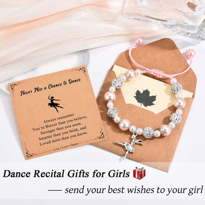 Dance Recital Gifts for Girls, Ballet Dancer Ballerina Bracelet Jewelry for Daughter Granddaughter Niece Friends Dance Team