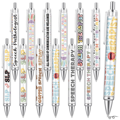 Motipuns 12 Pcs Speech Language Pathologist Gifts SLP Ballpoint Pens Speech Therapist Appreciation Gift SLP Birthday Party Favors Thank You Bulk Pens for Women Medical Staff Office Holiday Supplies