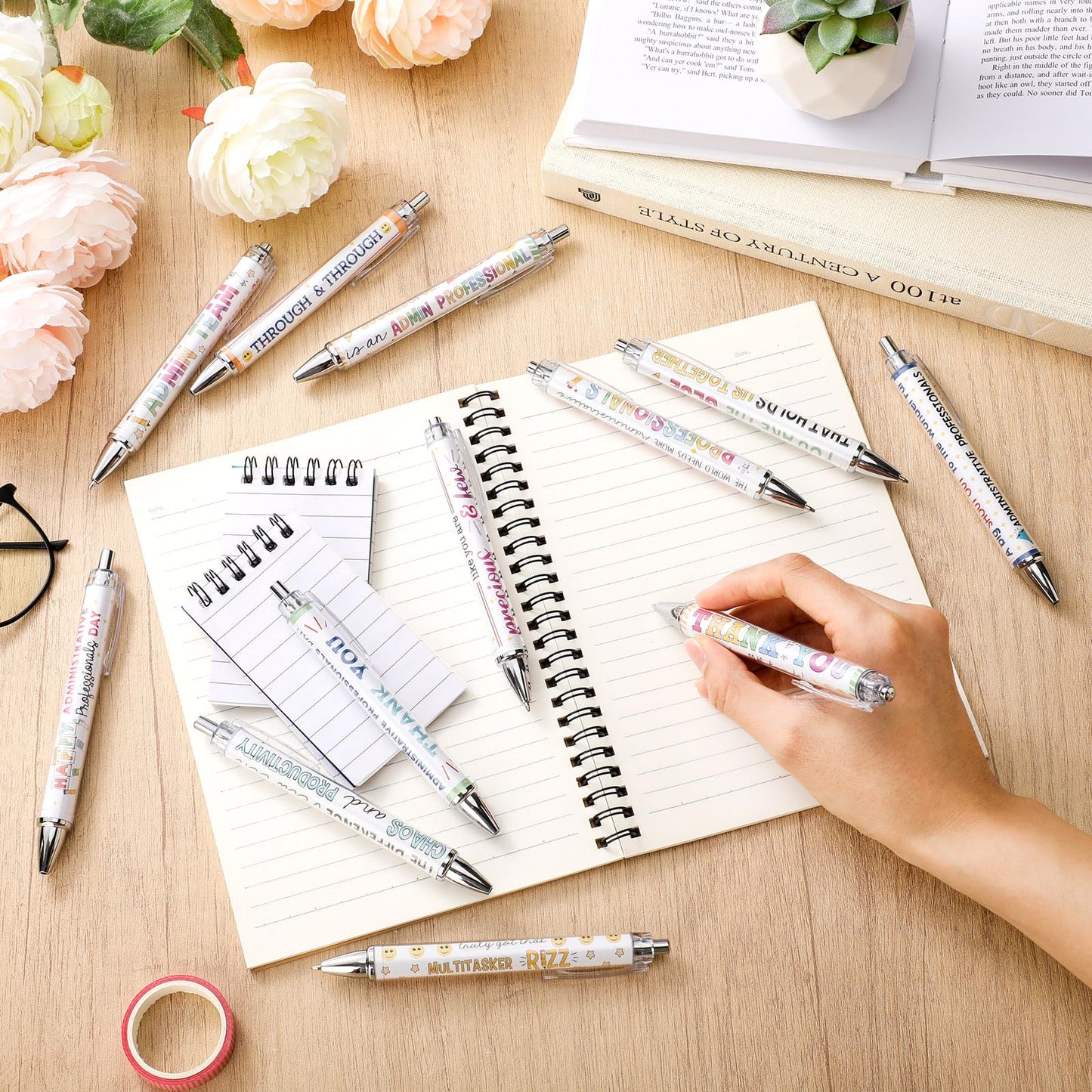 Motipuns 12 Pcs Administrative Professional Day Pens Admins Assistant Appreciation Gifts Administrative Party Favors Secretaries Thank You Gift for Women Employees Coworker Office Holiday Supplies