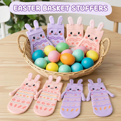 FreeNFond Easter Bunny Socks with Magnetic Holding Hands, Crazy Socks for Kids Women, Funny Gifts for Easter Basket Stuffers