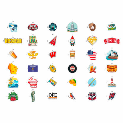 100Pcs Wisconsin Stickers and Decals for Water Bottle, Laptops, for Luggage - Wisconsin Gifts, Party Supplies - Gift for Women & Men