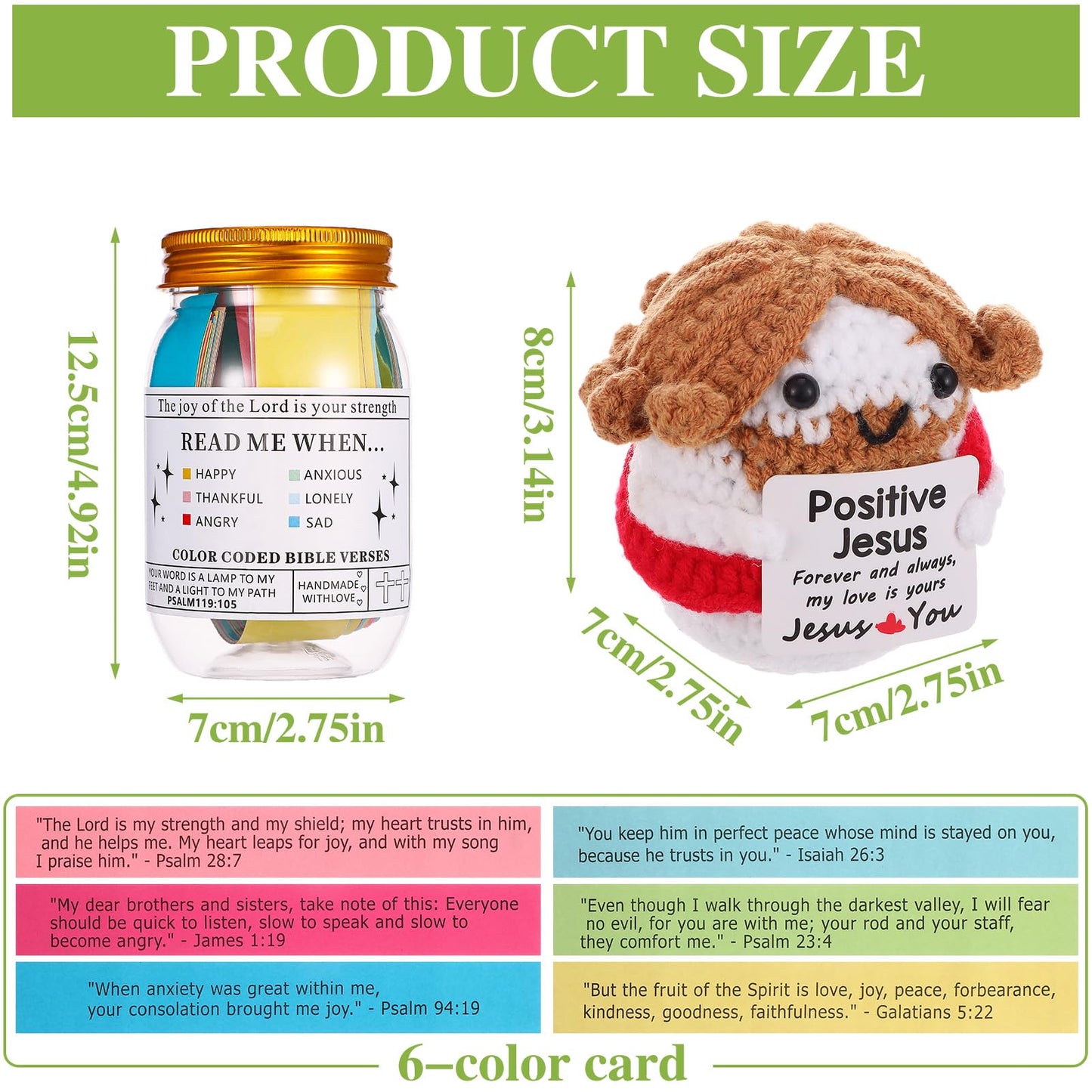 Christian Gift for Women Handmade Crochet Jesus Bible Verse Jar with 72 Uplifting Cards Birthday Christmas Gifts for Women Mom Teacher