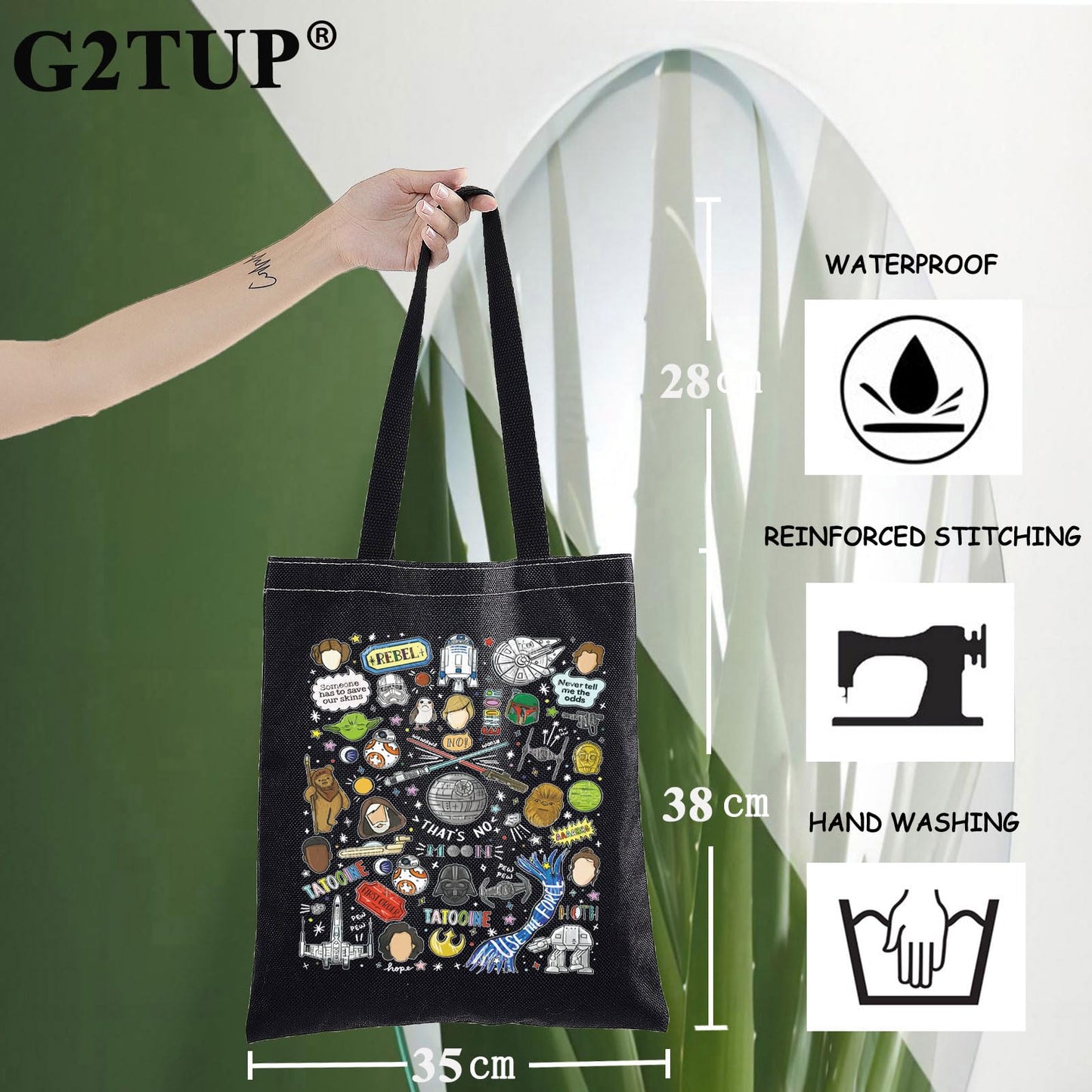 G2TUP Heroes of Galaxy Tote Bag Helmets Inspired Gift Death Star Shoulder Bag Sciences Fiction Merch