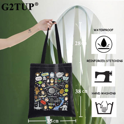 G2TUP Heroes of Galaxy Tote Bag Helmets Inspired Gift Death Star Shoulder Bag Sciences Fiction Merch